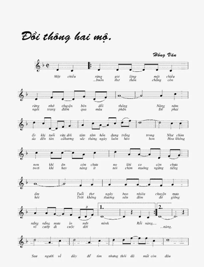 Lời bài hát Đồi Thông Hai Mộ