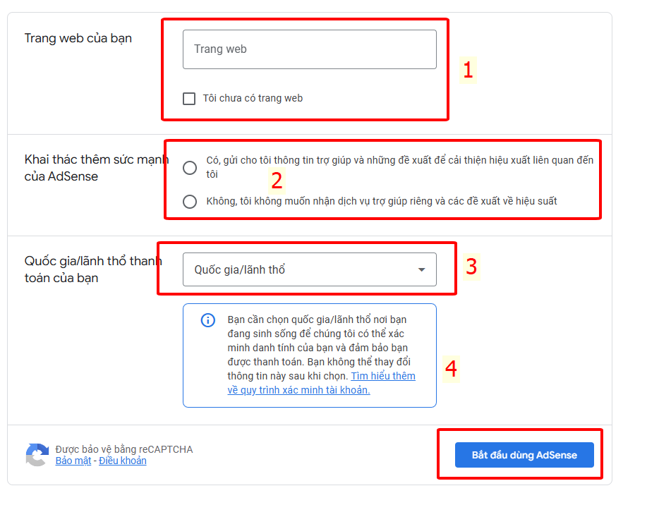 Hướng Dẫn Điền Thông Tin Adsense Chính Xác